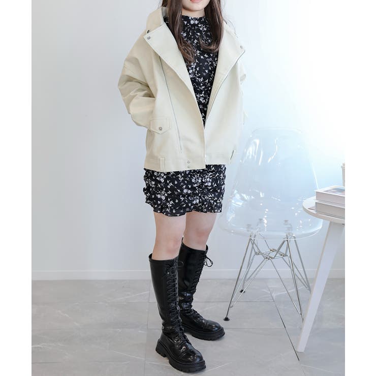 オーバーサイズ PUライダースジャケット 韓国ファッション | aimoha  | 詳細画像10 