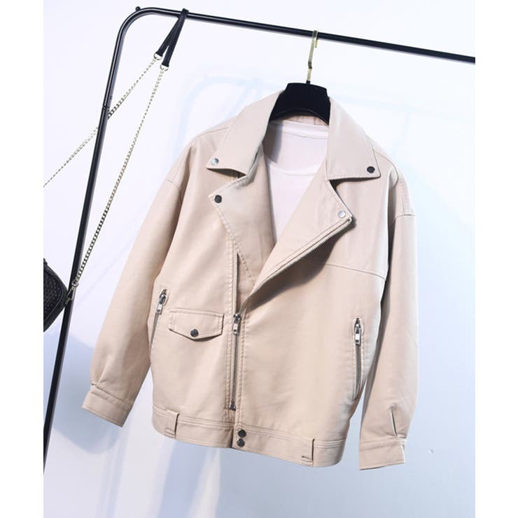 オーバーサイズ PUライダースジャケット 韓国ファッション | aimoha  | 詳細画像17 