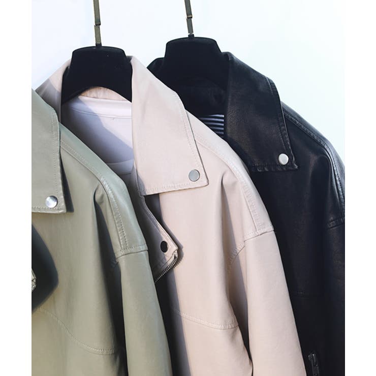 オーバーサイズ PUライダースジャケット 韓国ファッション | aimoha  | 詳細画像22 