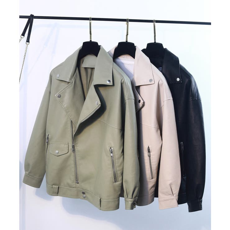 オーバーサイズ PUライダースジャケット 韓国ファッション | aimoha  | 詳細画像24 