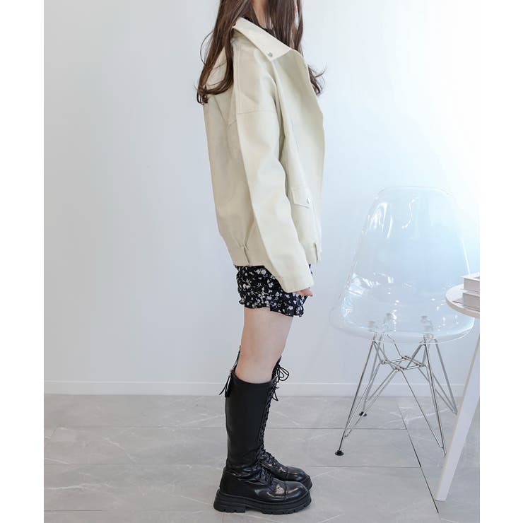 オーバーサイズ PUライダースジャケット 韓国ファッション | aimoha  | 詳細画像9 