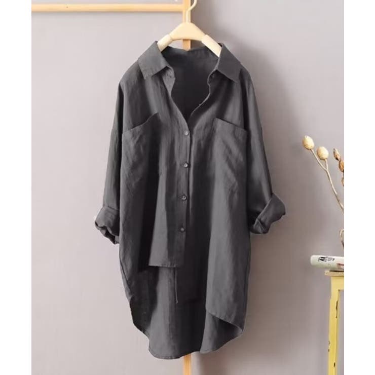 コットンリネン風チュニックシャツ シャツ レディース | aimoha  | 詳細画像1 