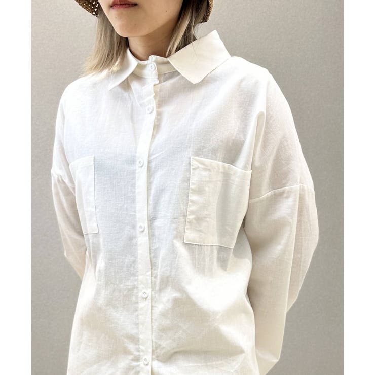 コットンリネン風チュニックシャツ シャツ レディース | aimoha  | 詳細画像14 