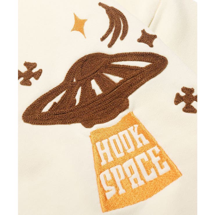 HOOK】個性派宇宙サガラ刺繍前開きジップパーカー[品番：XT000009429