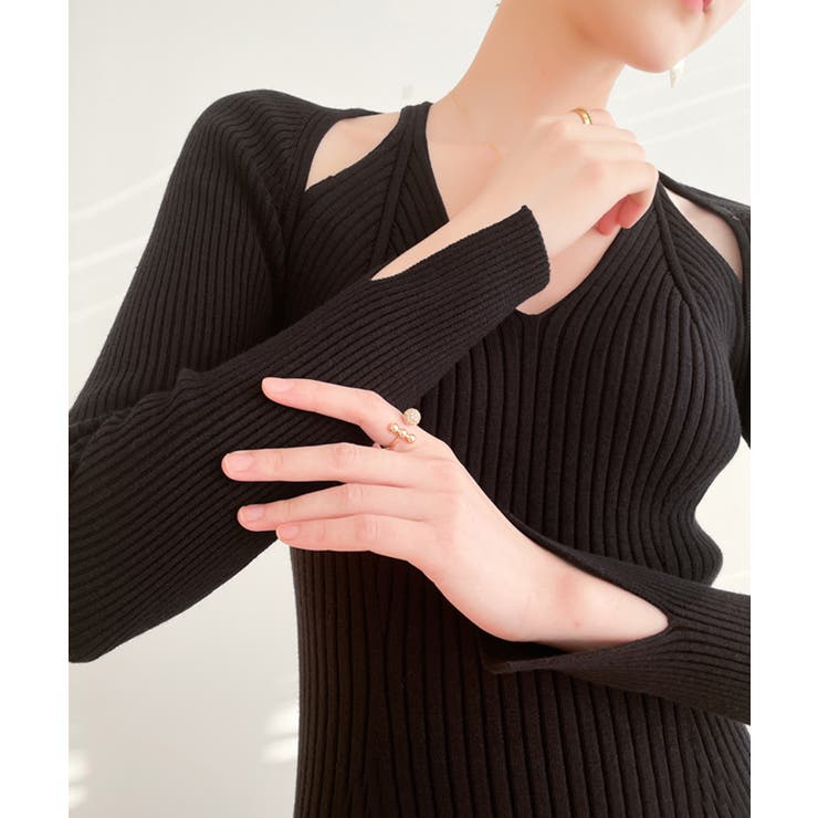 肩出しニットワンピース 韓国ファッション レディース | aimoha  | 詳細画像8 