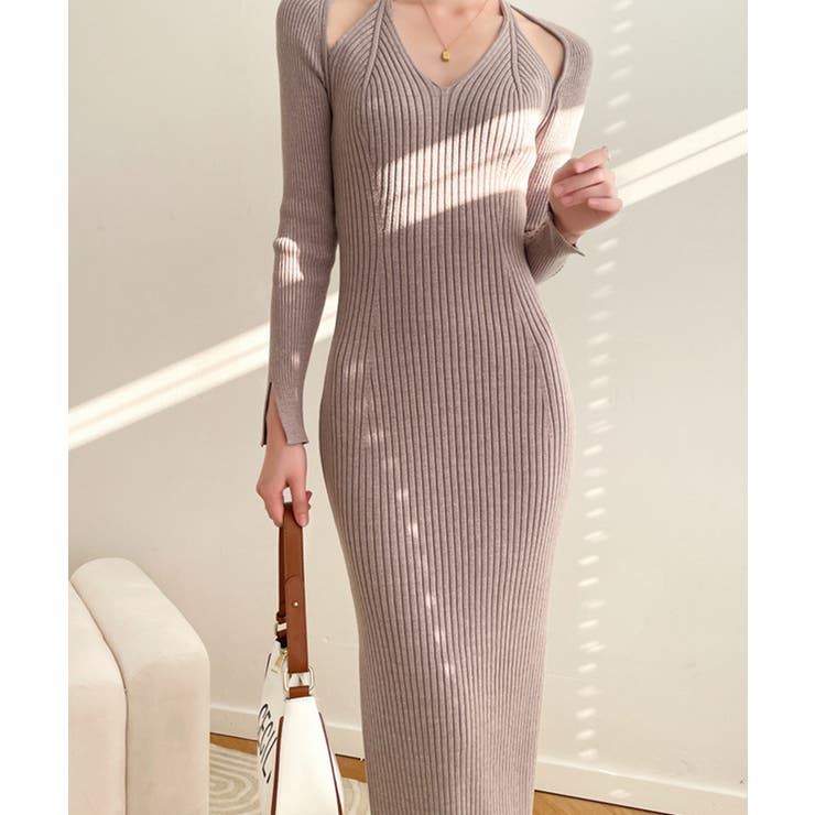 肩出しニットワンピース 韓国ファッション レディース | aimoha  | 詳細画像3 