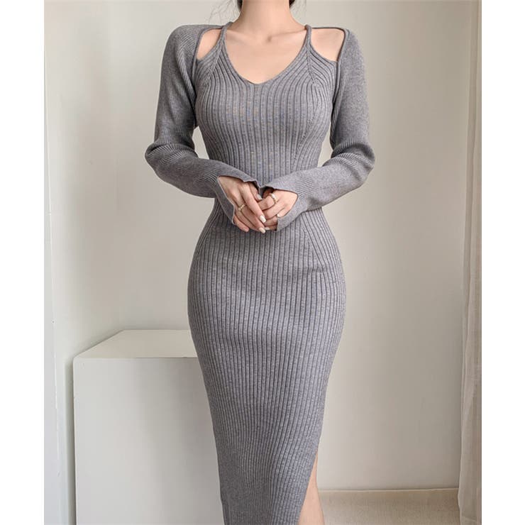 肩出しニットワンピース 韓国ファッション レディース | aimoha  | 詳細画像14 