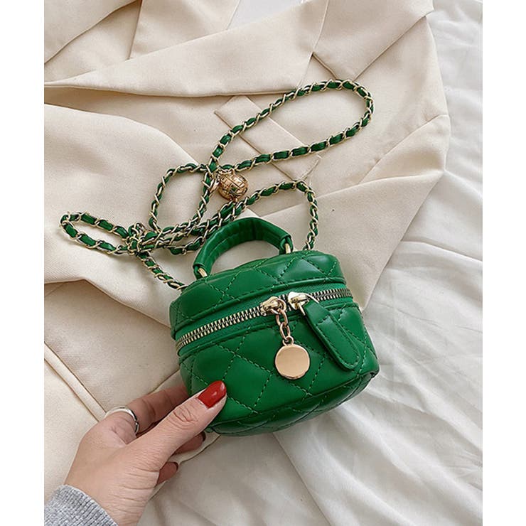 グリーン | レザーキルティングミニショルダーバッグ | aimoha 