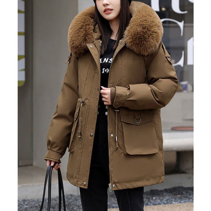フェイクファー付きダウンジャケット 韓国ファッション ダウンコート