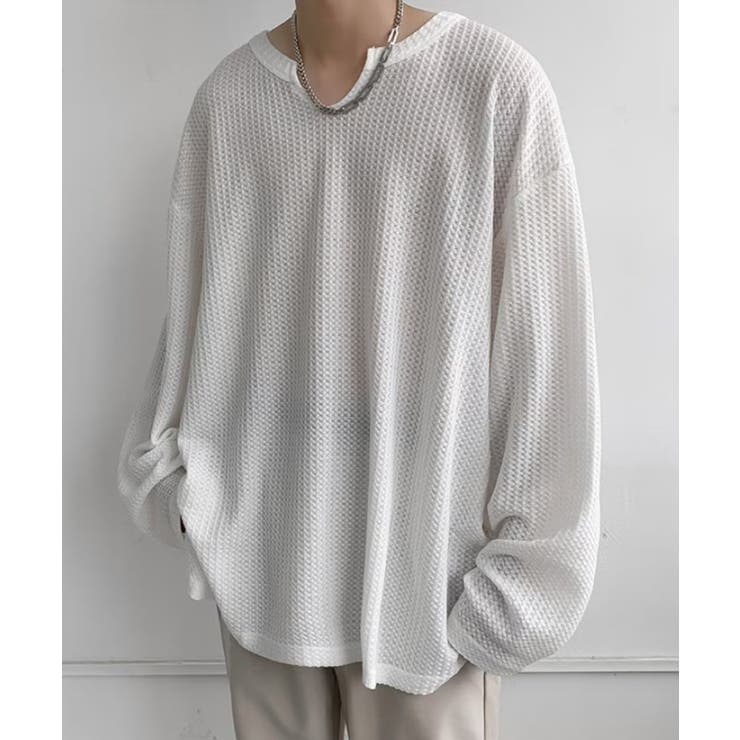 モード系ＶネックロングカットソーＴシャツ ロンT | aimoha men | 詳細画像2 