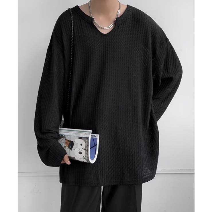 モード系ＶネックロングカットソーＴシャツ ロンT | aimoha men | 詳細画像6 