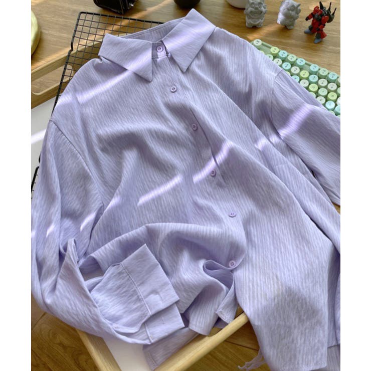 ライトパープル | シアー バックスリットシャツ 韓国ファッション | aimoha 