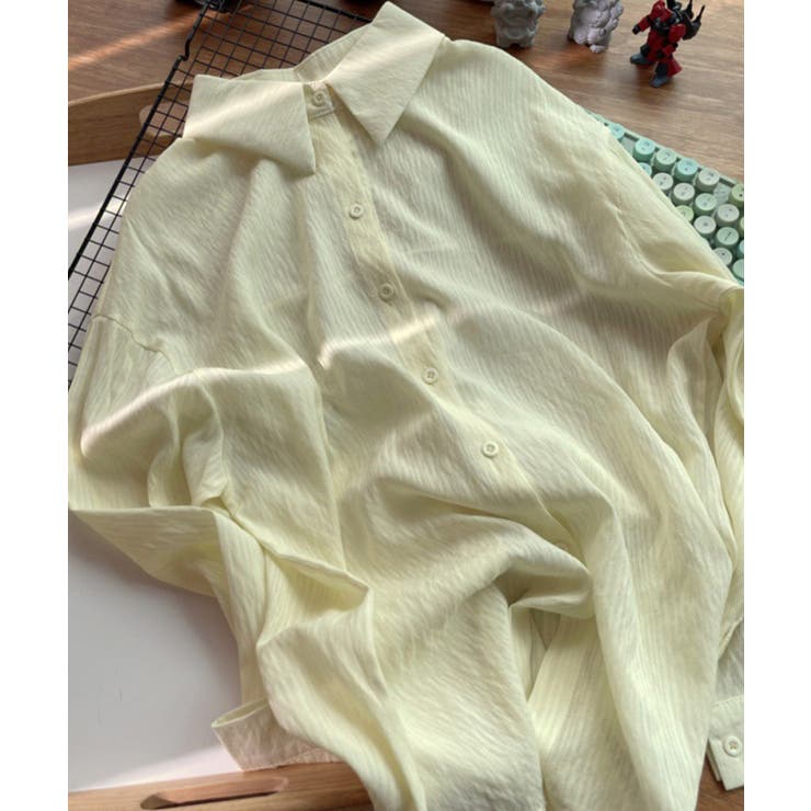 イエロー | シアー バックスリットシャツ 韓国ファッション | aimoha 