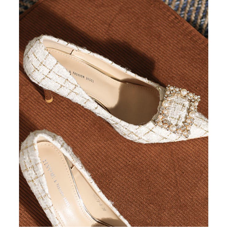 パールツイードハイヒールパンプス 韓国ファッション セクシー | aimoha  | 詳細画像16 