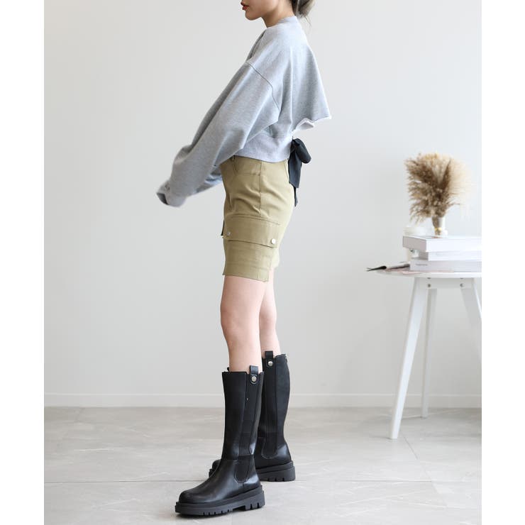 バックリボンデザインオーバーショートスウェット | aimoha  | 詳細画像15 