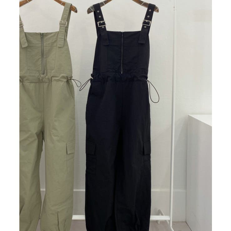 ブラック | ジッパーカジュアルサロペット | aimoha 