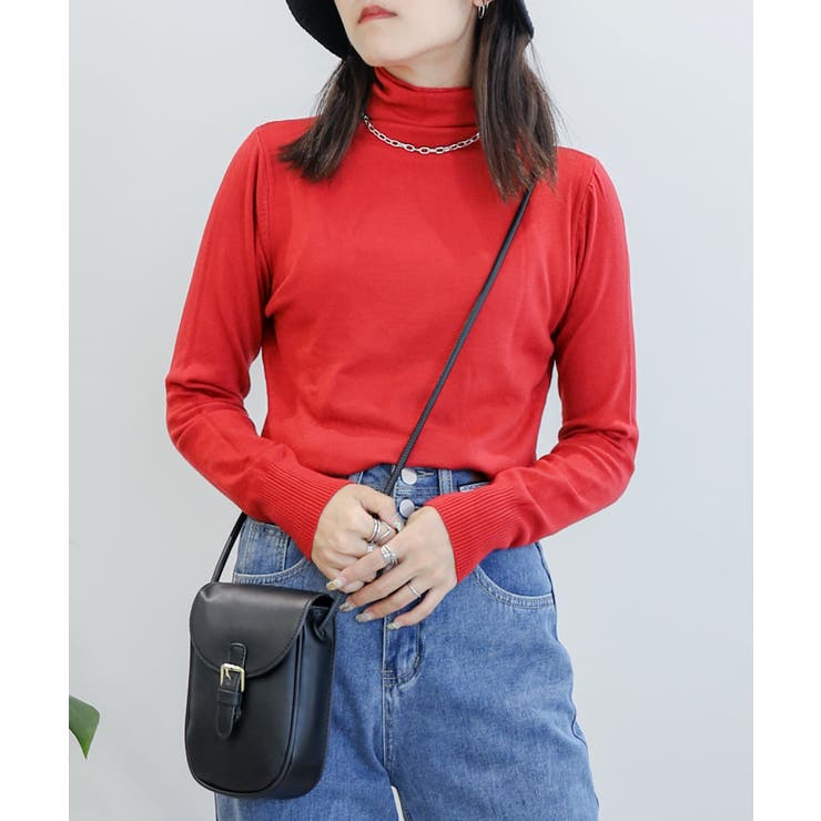 レッド | aimoha  select ハイネックニットトップス | aimoha 