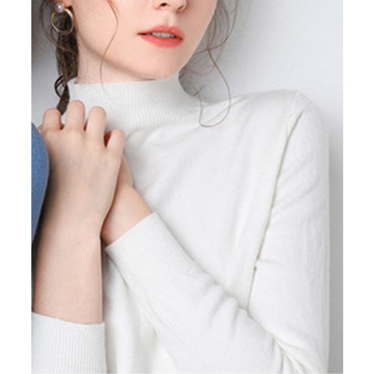 ホワイト | aimoha -select-/セミハイネックニットトップス【AW】 | aimoha 