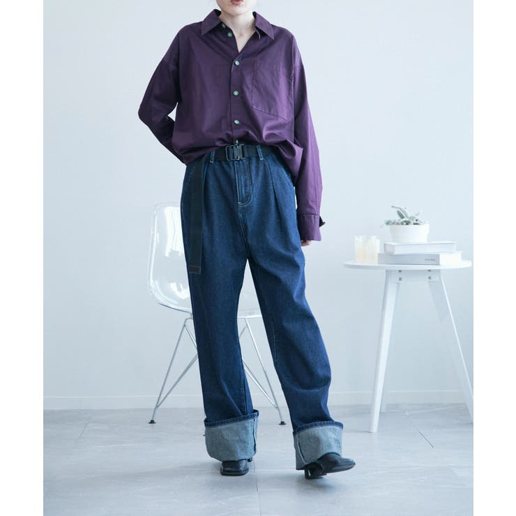 AAKAM ワイドデニムパンツ セール】 デニムタックワイドパンツ （デニムパンツ）｜URBAN