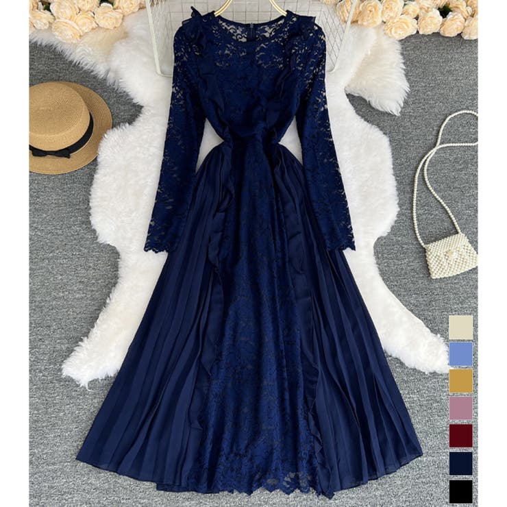 エレガントレースワンピース ロングワンピース ロングドレス | aimoha  | 詳細画像1 