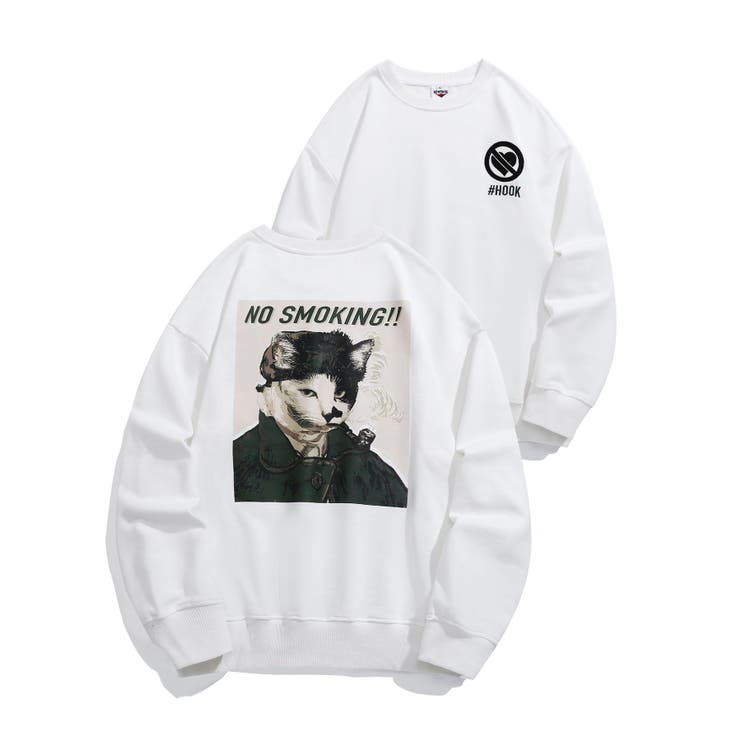 ホワイト | HOOK -original- 世界の有名絵画が猫に プリントスウェット | HOOK