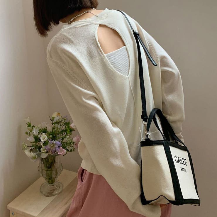 透け感ニットトップス バックオープン | aimoha  | 詳細画像1 