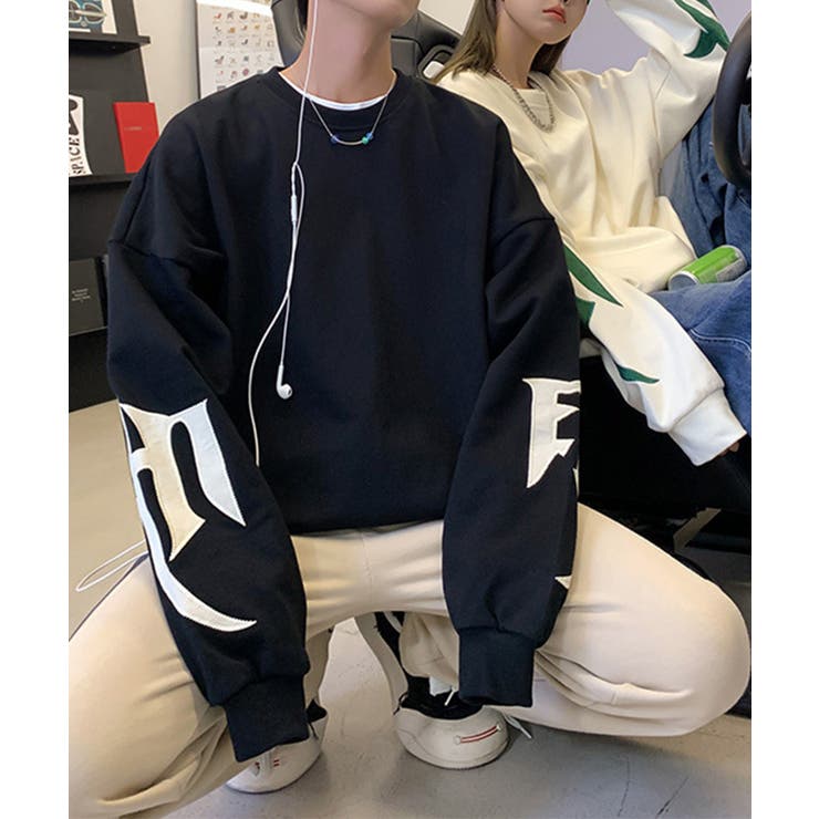 ブラック | 【genxder】ユニセックスパッチワークスウェット  | aimoha 