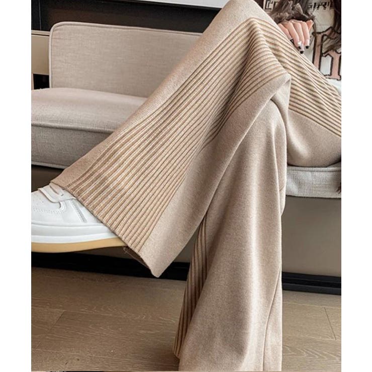 サイドストライプニットパンツ ワイドパンツ | aimoha  | 詳細画像5 