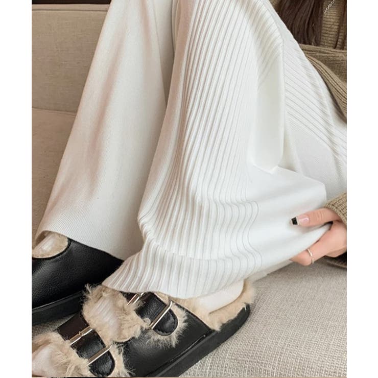 サイドストライプニットパンツ ワイドパンツ | aimoha  | 詳細画像2 