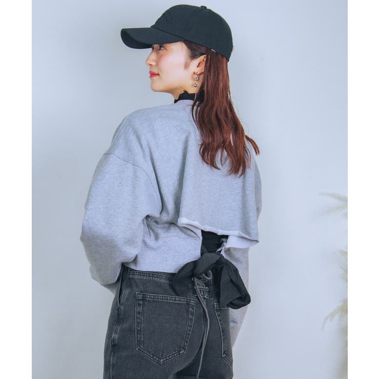 バックリボンデザインオーバーショートスウェット | aimoha  | 詳細画像1 