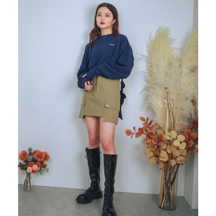 バックリボンデザインオーバーショートスウェット | aimoha  | 詳細画像6 