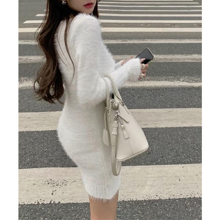 【Jasmine】Vネックシャギーニットワンピース Jasmine Grandi… | aimoha  | 詳細画像1 