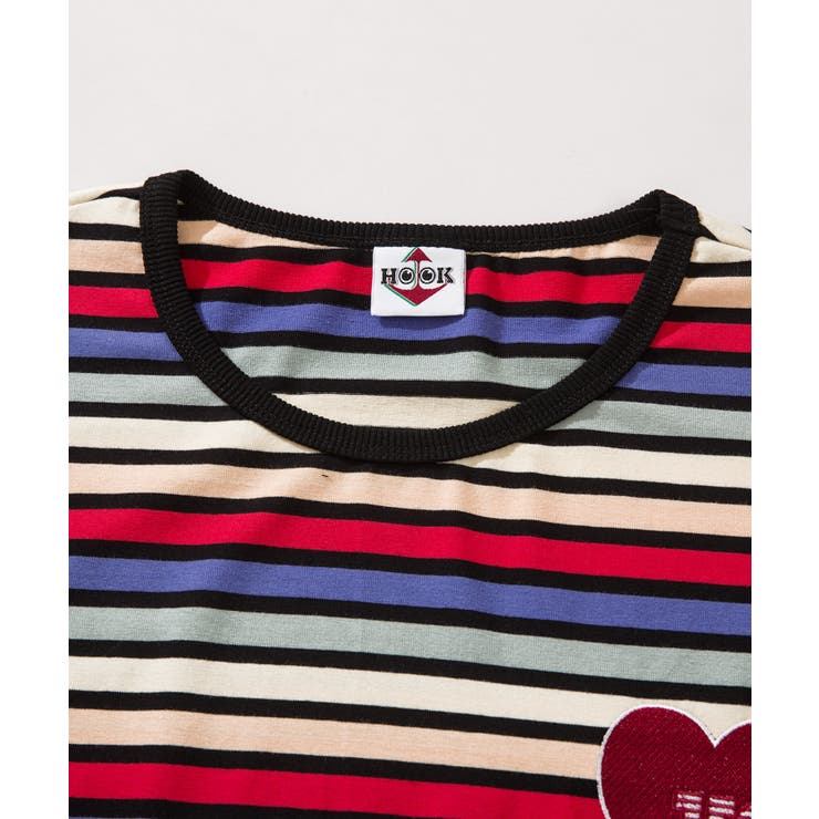 溶けるハート刺繍カラフルボーダー長袖tシャツ | HOOK | 詳細画像14 