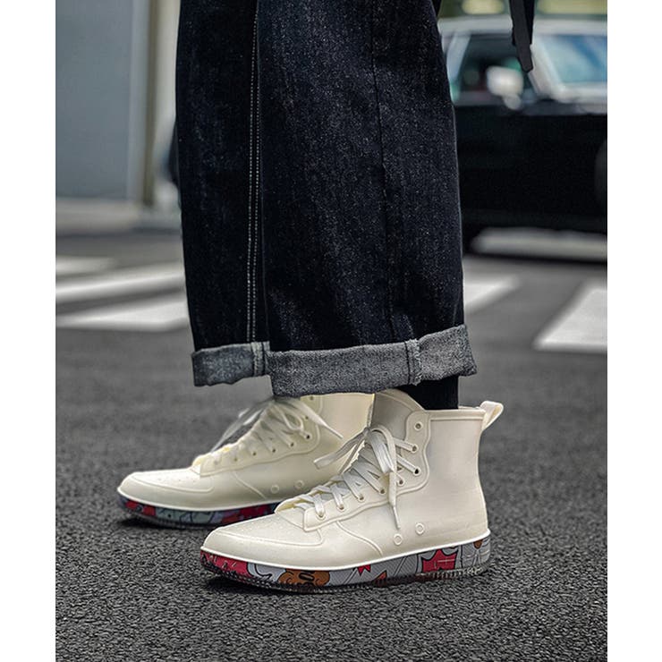 ホワイト | 男女兼用 レースアップレインブーツ  | aimoha 