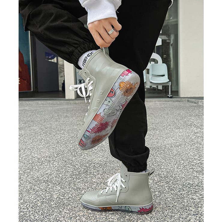 グレー | 男女兼用 レースアップレインブーツ  | aimoha 