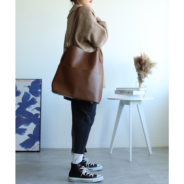 選べる3サイズ 外ポケット付きフェイクレザートートバッグレディース オルチャン | aimoha  | 詳細画像31 