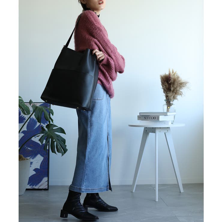 選べる3サイズ 外ポケット付きフェイクレザートートバッグレディース オルチャン | aimoha  | 詳細画像32 