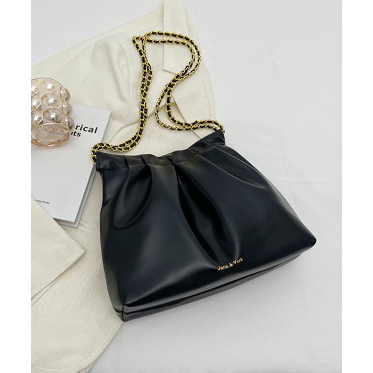 ブラック | 【Jasmine】チェーン巾着バッグ Jasmine Grandiflorum | aimoha 