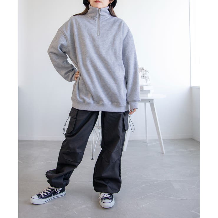 オーバーサイズハーフジップスウェット【AW】 | aimoha  | 詳細画像1 