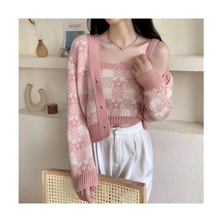ピンク | 花柄ニットアンサンブル Jasmine Grandiflorum | aimoha 