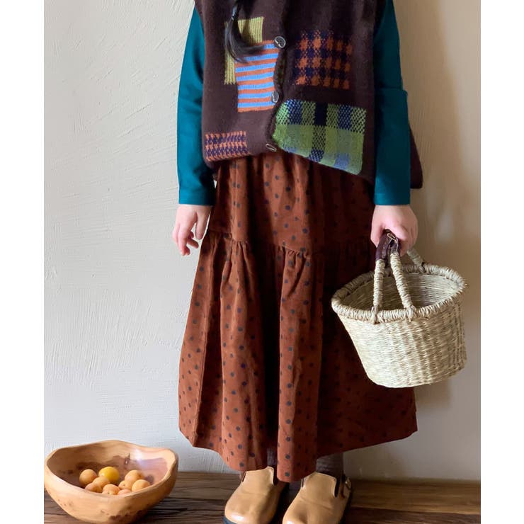 モカ | 韓国子供服 トート柄ロングスカート【AW】 | aimoha kids