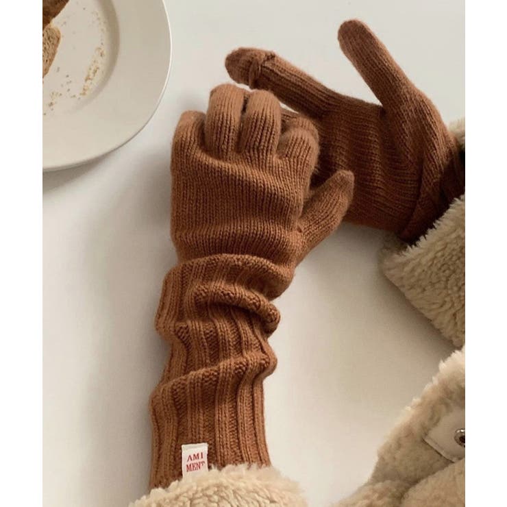 バーガンディ | 長めリブ手袋【AW】 | aimoha 