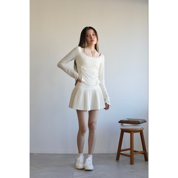 ウエスト切り替えプリーツミニスカート Jasmine Grandiflorum | aimoha  | 詳細画像9 