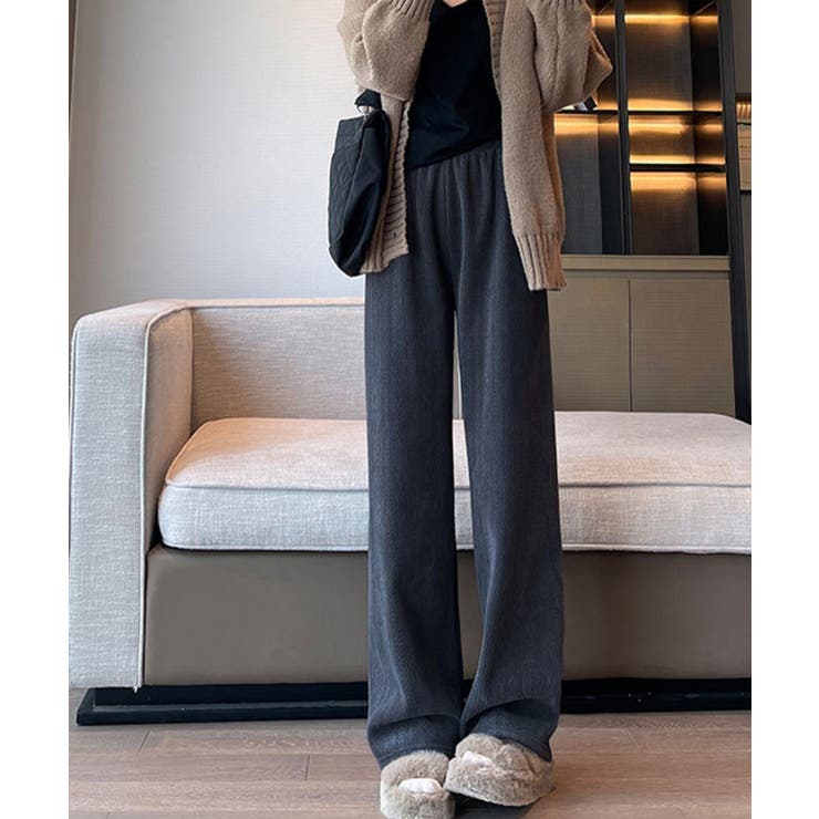 裏起毛 ケーブル柄コーデュロイストレートスウェットパンツ【AW】 | aimoha  | 詳細画像6 