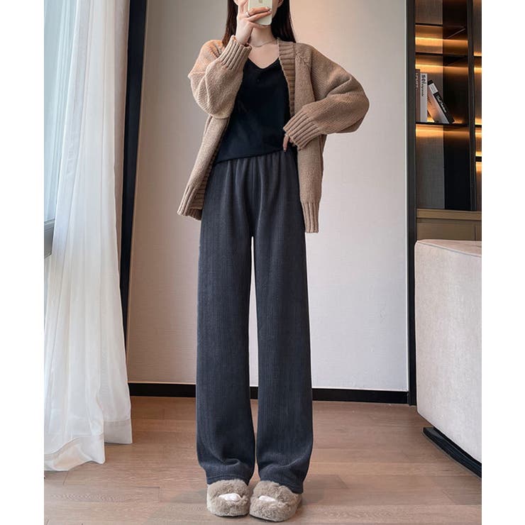 裏起毛 ケーブル柄コーデュロイストレートスウェットパンツ【AW】 | aimoha  | 詳細画像7 