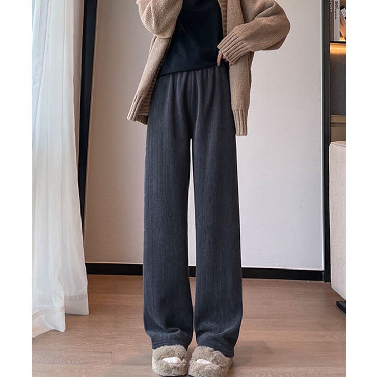 裏起毛 ケーブル柄コーデュロイストレートスウェットパンツ【AW】[品番