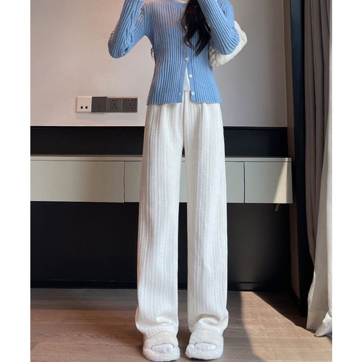 裏起毛 ケーブル柄コーデュロイストレートスウェットパンツ【AW】 | aimoha  | 詳細画像3 