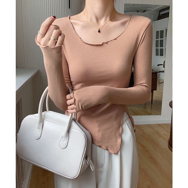 ベージュ | スリットデザインカットソー | aimoha 