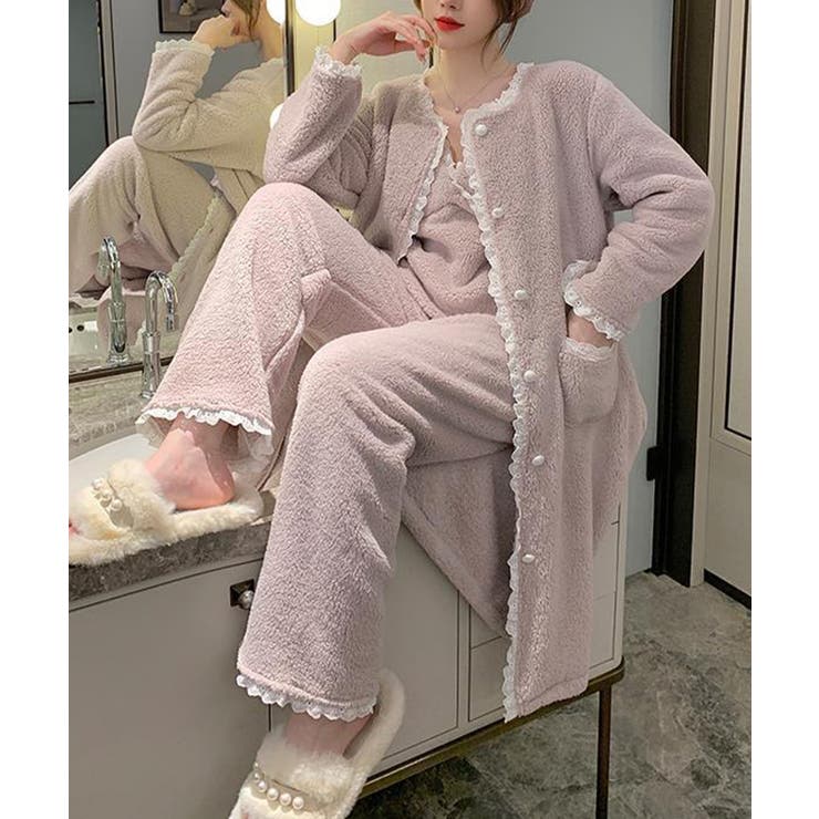 パープル | aimoha  select レースキャミソール＆ロングパンツ＆長袖カーディガン | aimoha 