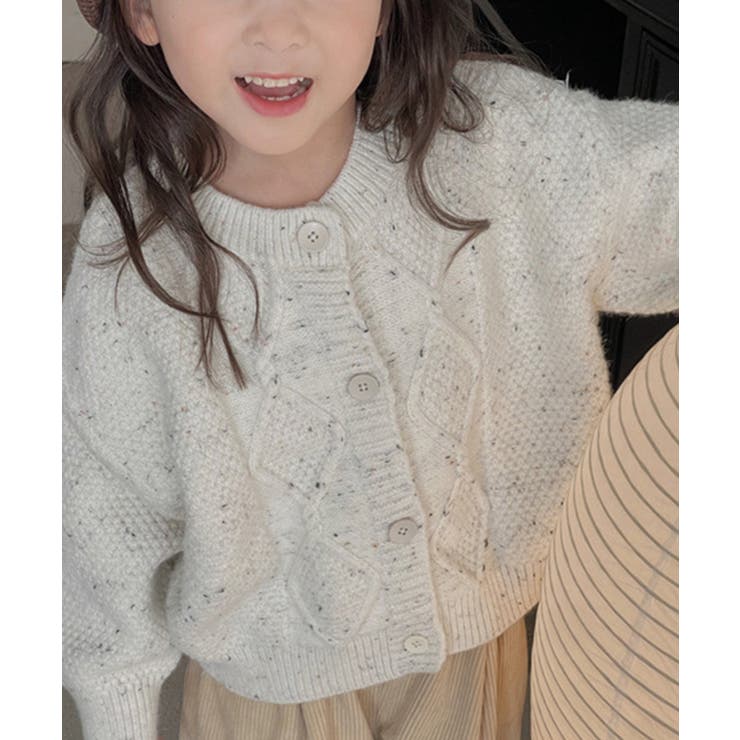 ホワイト | 【aimoha-KIDS-】韓国子供服 かわいい編みカーディガン【AW】 | aimoha kids